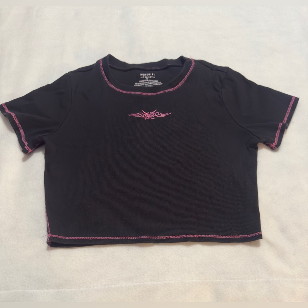 Black and Pink Crop Top